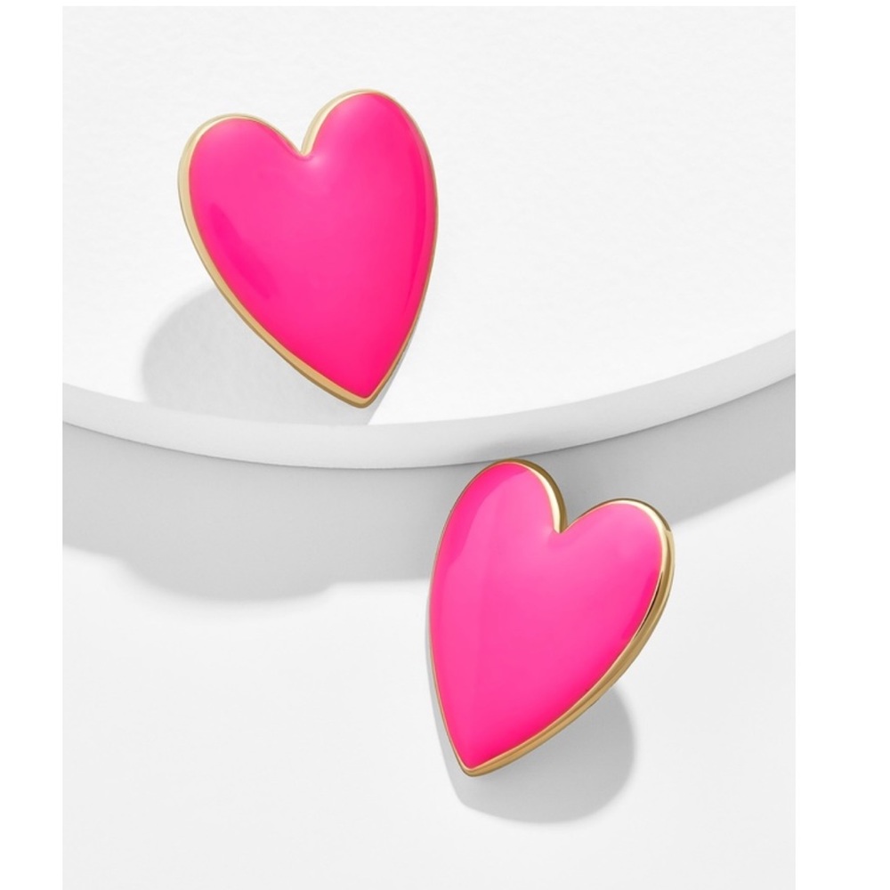 BaubleBar Large Neon Pink Heart Studs